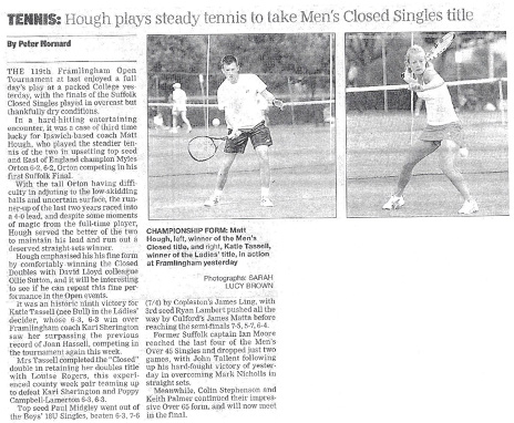 Tennis tournament article